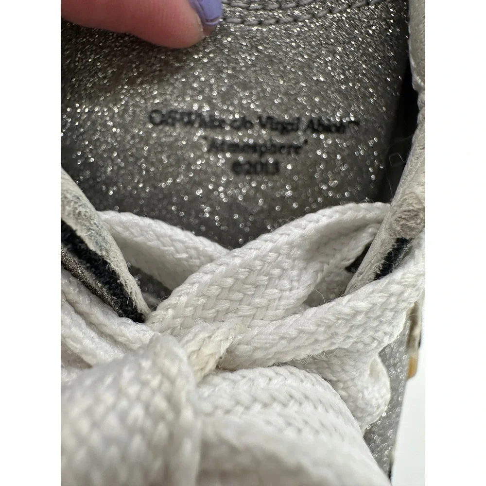 Off-White‎ Kids Low Vulcanized Silver Glitter Sneakers Zip Tie Shoes
